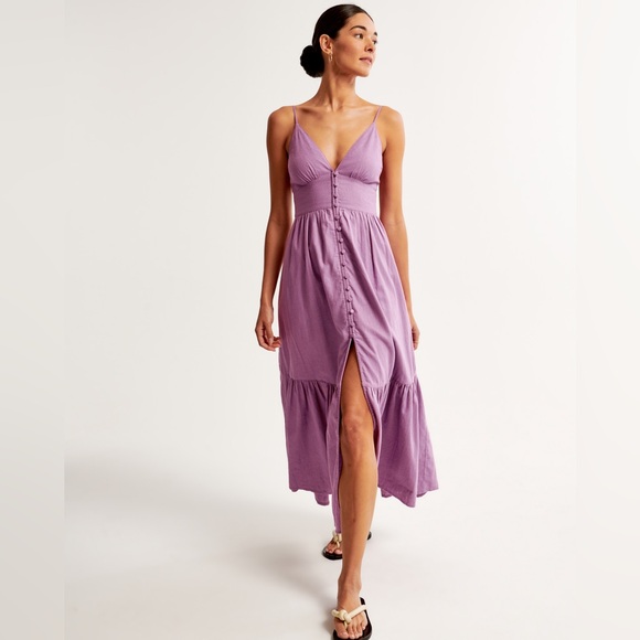 Brand New with Tag Abercrombie & Fitch Linen Blend Button Through Maxi Dress - Picture 3 of 8